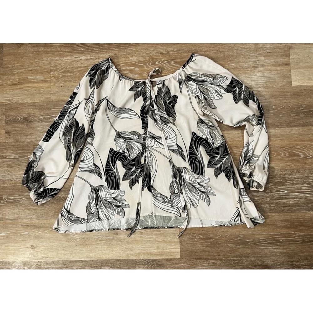 Yoana Baraschi Sz M Womens Tropical Print Tunic Top Hawaiian Peasant Blous